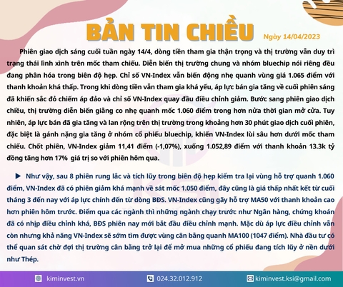 Bản tin thị trường ngày 14/04