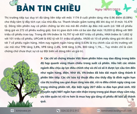 Bản tin thị trường ngày 18/07/2023