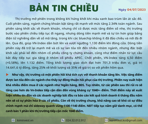 Bản tin thị trường ngày 04/07/2023