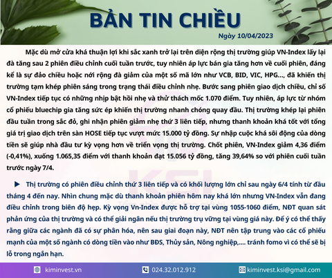 Bản tin thị trường ngày 10/04/2023