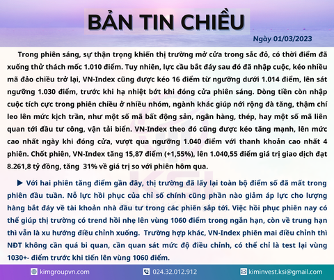 Bản tin thị trường ngày 1/3/2022