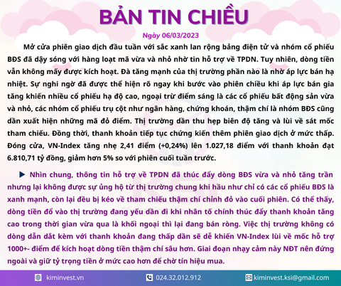 Bản tin thị trường ngày 6/3/2023