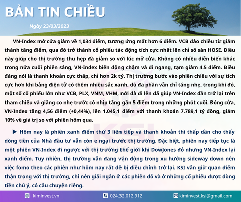 Bản tin thị trường ngày 23/03/2023