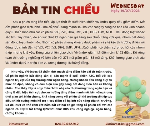 Bản tin thị trường ngày 19/07/2023