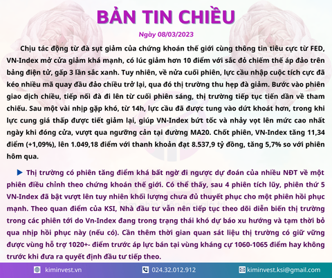 Bản tin thị trường ngày 08/03/2023