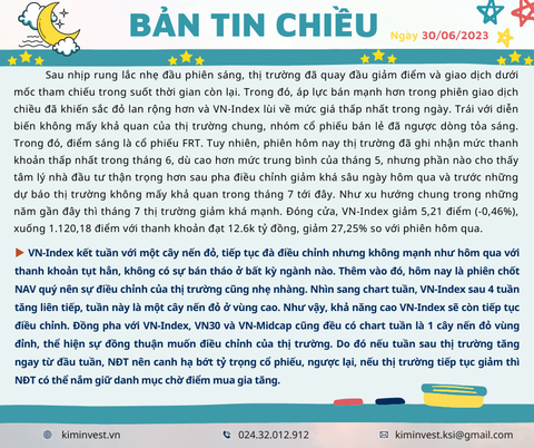 Bản tin thị trường ngày 30/06/2023