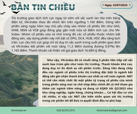 Bản tin thị trường ngày 13/07/2023