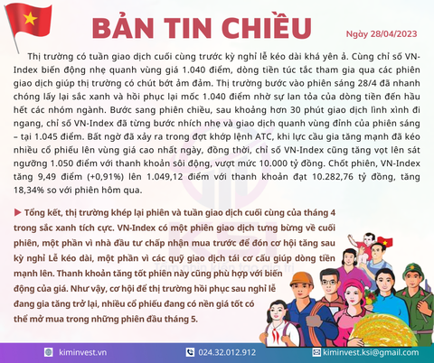 Bản tin thị trường ngày 28/04/2023