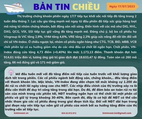 Bản tin thị trường ngày 17/07/2023