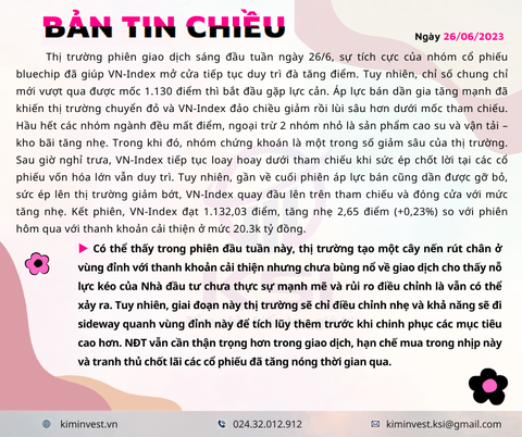 Bản tin thị trường ngày 26/06/2023