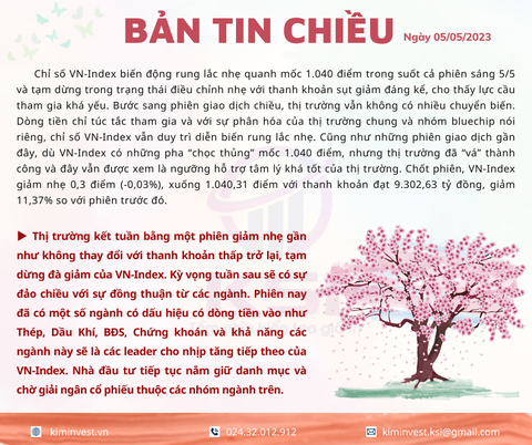 Bản tin thị trường ngày 05/05/2023
