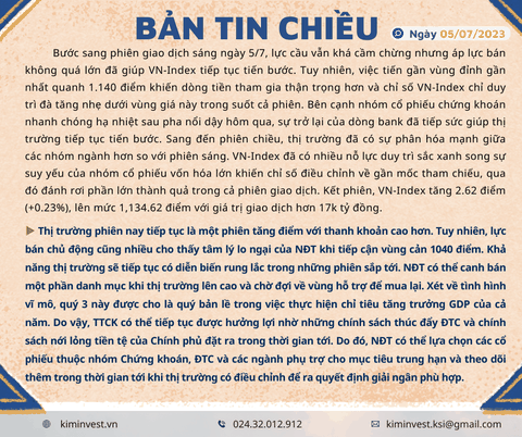 Bản tin thị trường ngày 05/07/2023