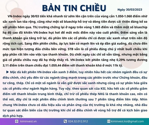 Bản tin thị trường ngày 30/03/2023