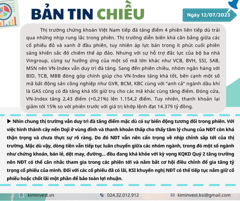 Bản tin thị trường ngày 12/07/2023