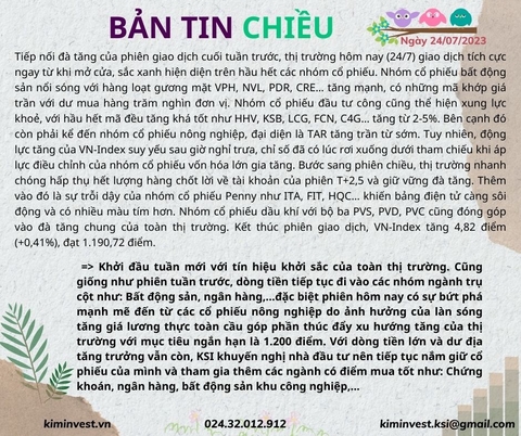 Bản tin thị trường ngày 24/07/2023