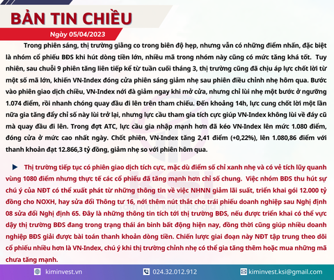 Bản tin thị trường ngày 05/04/2023