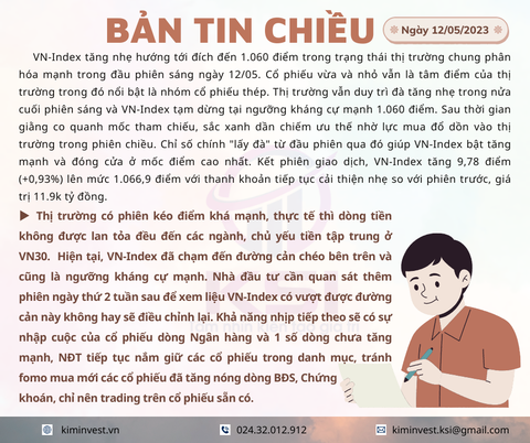 Bản tin thị trường ngày 12/05/2023