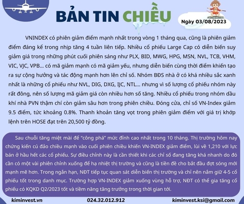 Bản tin thị trường ngày 03/08/2023