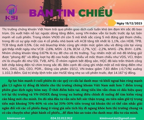 Bản tin thị trường ngày 15/12/2023