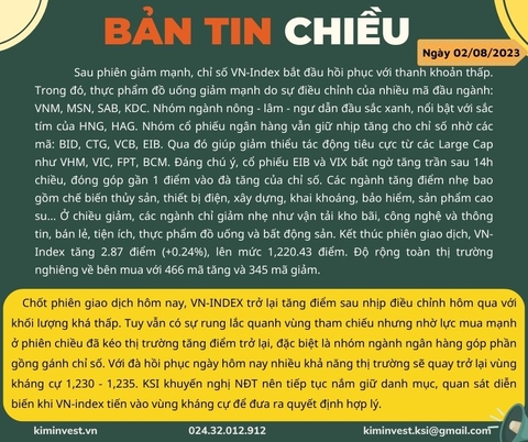 Bản tin thị trường ngày 02/08/2023