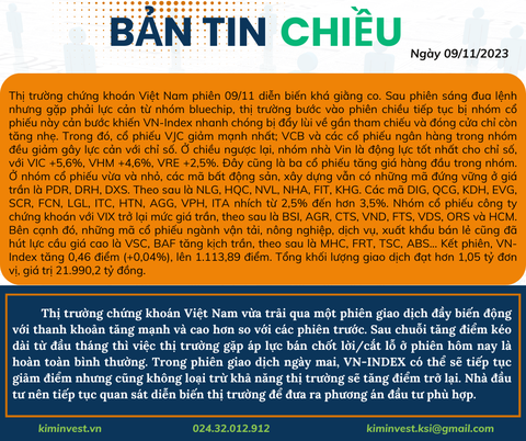 Bản tin thị trường ngày 09/11/2023