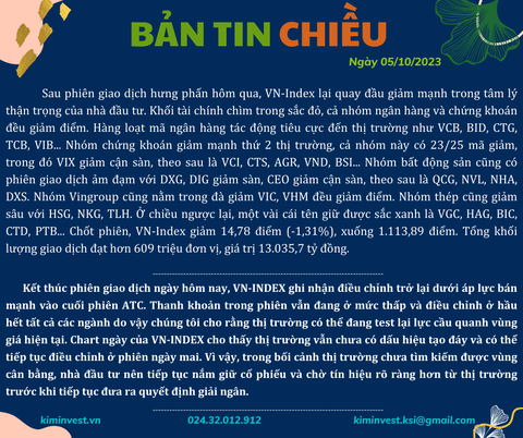 Bản tin thị trường ngày 05/10/2023