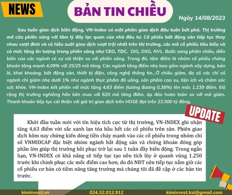 Bản tin thị trường 14/08/2023