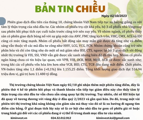 Bản tin thị trường ngày 02/10/2023