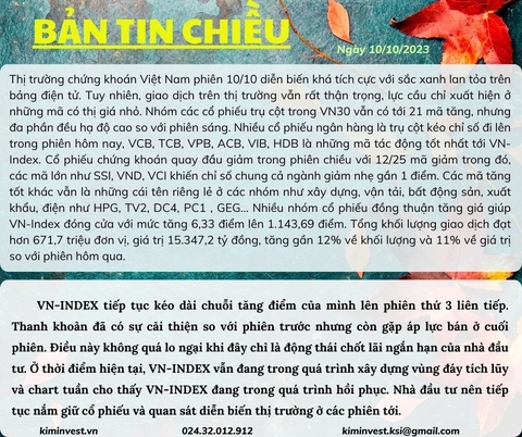 Bản tin thị trường ngày 10/10/2023