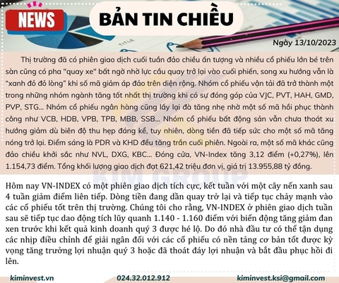 Bản tin thị trường ngày 13/10/2023