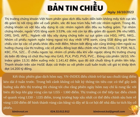 Bản tin thị trường ngày 16/10/2023