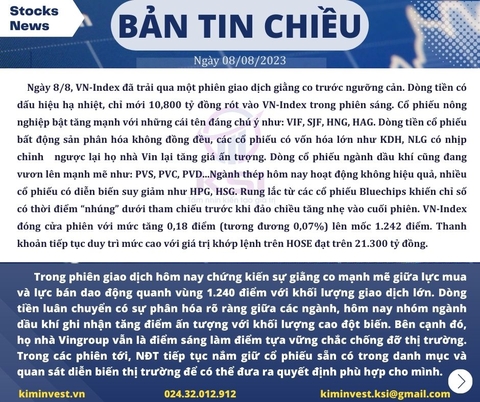 Bản tin thị trường ngày 08/08/2023