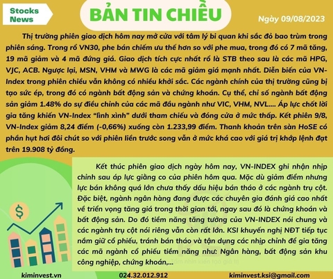 Bản tin thị trường ngày 09/08/2023