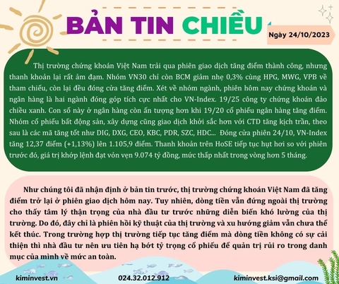 Bản tin thị trường ngày 24/10/2023
