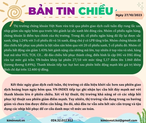 Bản tin thị trường ngày 27/10/2023
