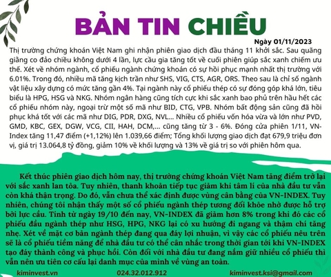 Bản tin thị trường ngày 01/11/2023