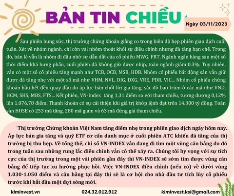 Bản tin thị trường ngày 03/11/2023