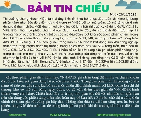 Bản tin thị trường ngày 20/11/2023