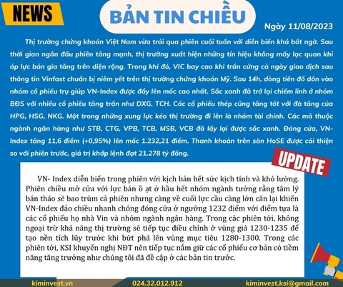 Bản tin thị trường ngày 11/08/2023