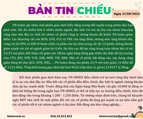 Bản tin thị trường ngày 21/09/2023