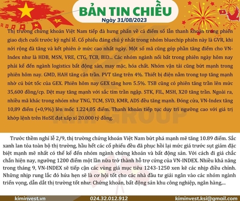 Bản tin thị trường ngày 31/8/2023