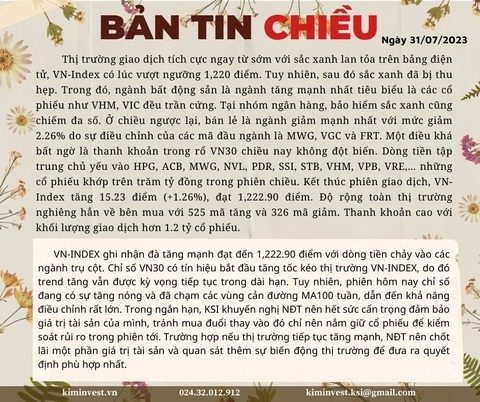 Bản tin thị trường ngày 31/07/2023