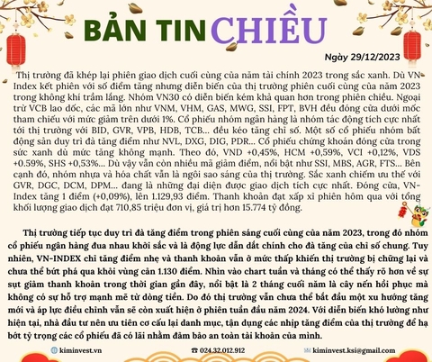 Bản tin thị trường ngày 29/12/2023