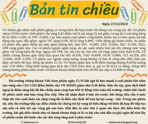 Bản tin thị trường ngày 27/12/2023