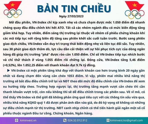 Bản tin thị trường ngày 27/03/2023
