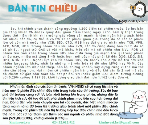 Bản tin thị trường ngày 27/07/2023
