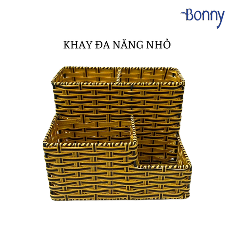 Khay giả mây đa năng nhỏ đựng đũa muống, giấy ăn, gia vị