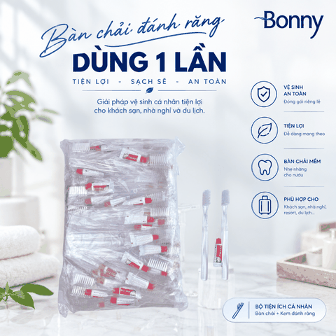 Bàn chải khách sạn dùng 1 lần túi nilon bịch 100 chiếc