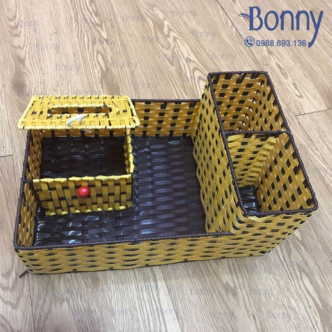 Khay giả mây đa năng đựng đũa muống, giấy ăn, gia vị