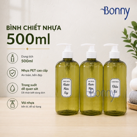 Chai chiết nhựa PP 500ml - Không có dung dịch
